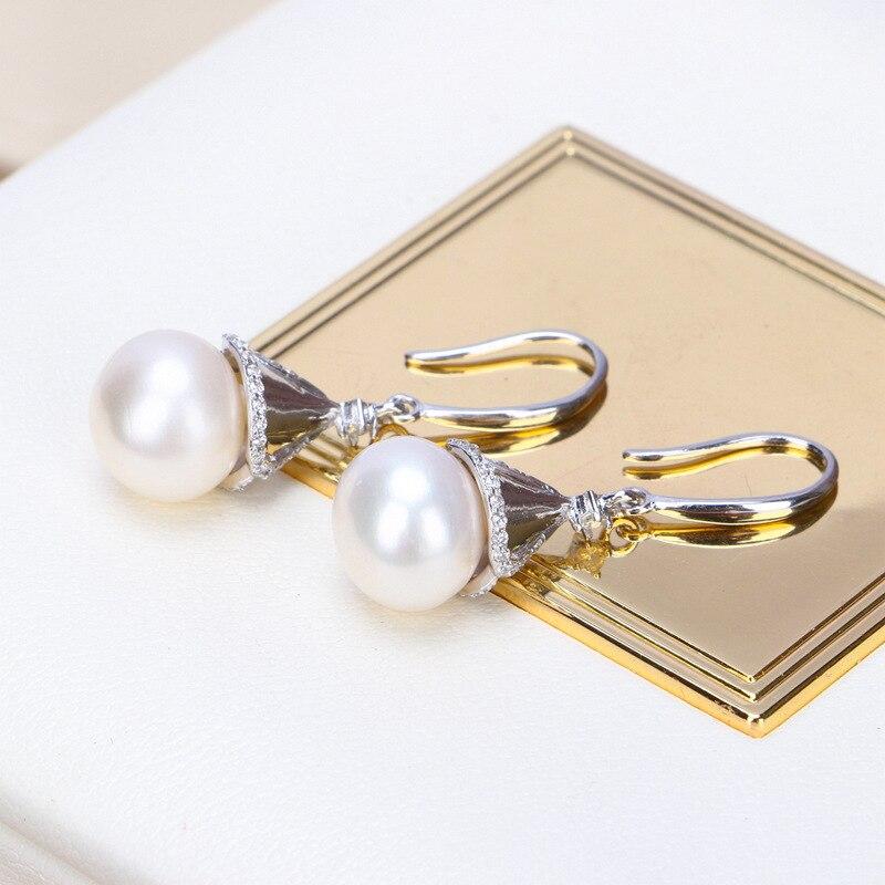 925 Крючок Tremella Простая атмосфера, универсальная форма капли, серьги с жемчугом.