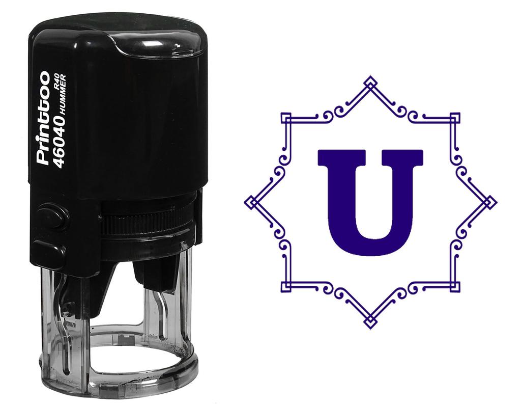 Printtoo Octagon Celtic Swirl Frame U Alphabet Monogram Initial Self Inking Rubber Stamp R-40 Office