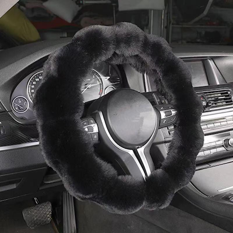 Мягкая пушистая накидка на руль автомобиля Плюшевая теплая зимняя накладка на руль Нескользящий чехол-защита руля Автомобильный руль