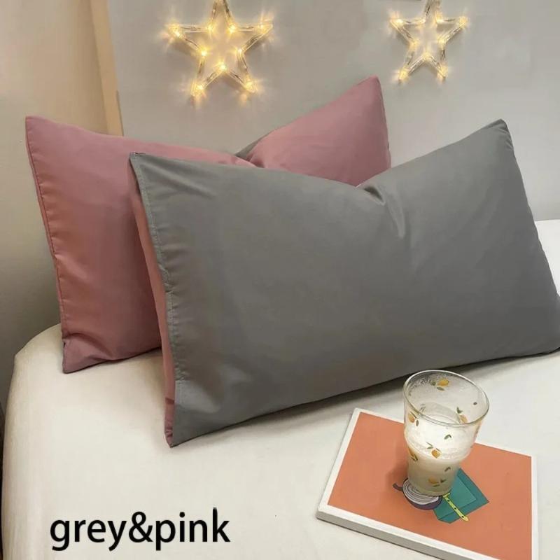 2pc 100% Cotton brushed Color block Pillowcases , Super Soft and Cozy, Wrinkle, Fade, Resistant with Envelope Closure