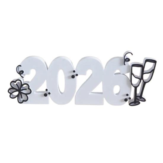 2026 Настольная табличка, напечатанная на 3D-принтере, С Новым годом, украшение для стола для вечеринки, настольный декор для полки, каминной полки, рабочего стола, многоярусного подноса