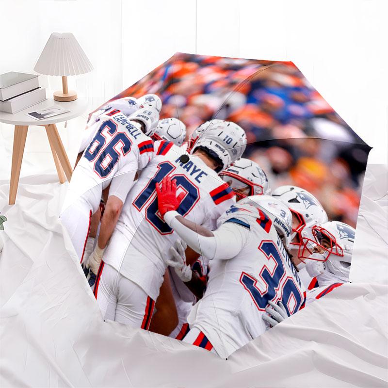 Узор с игроками New England Patriots, автоматический складной зонт, портативная и складная конструкция, 8 спиц, рождественский или день рождения подарок.