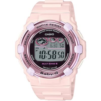 BGr 3000ucb 4jf [женские радио-солнечные часы Baby-G, водонепроницаемость 20 Атм, резиновый ремешок]