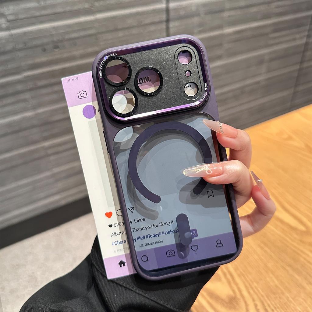 Роскошная противоударная броня-бампер для защиты камеры для iPhone 17 Air 16 15 14 Plus 13 12 11 Pro Max Прозрачная для Magsafe Чехол