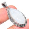 Natural Rainbow Moonstone Gemstone 925 Solid Sterling Silver Pendant 1.65" J2k48