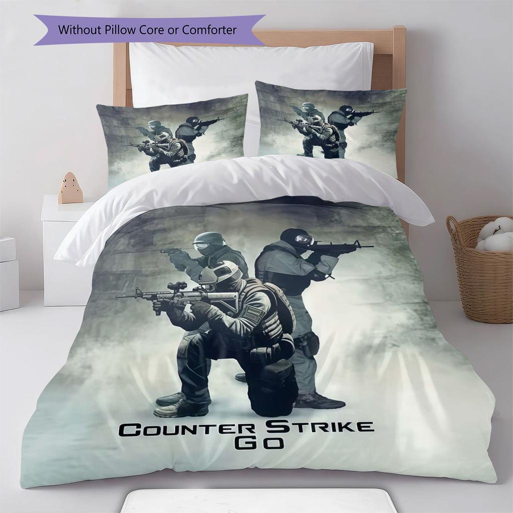 Counter-Strike 2 Bedding Quilt Set Quilt Cover Pillowcase Home Decoration Birthday Gift (1 * duvet cover + 2 * pillowcase, without core)