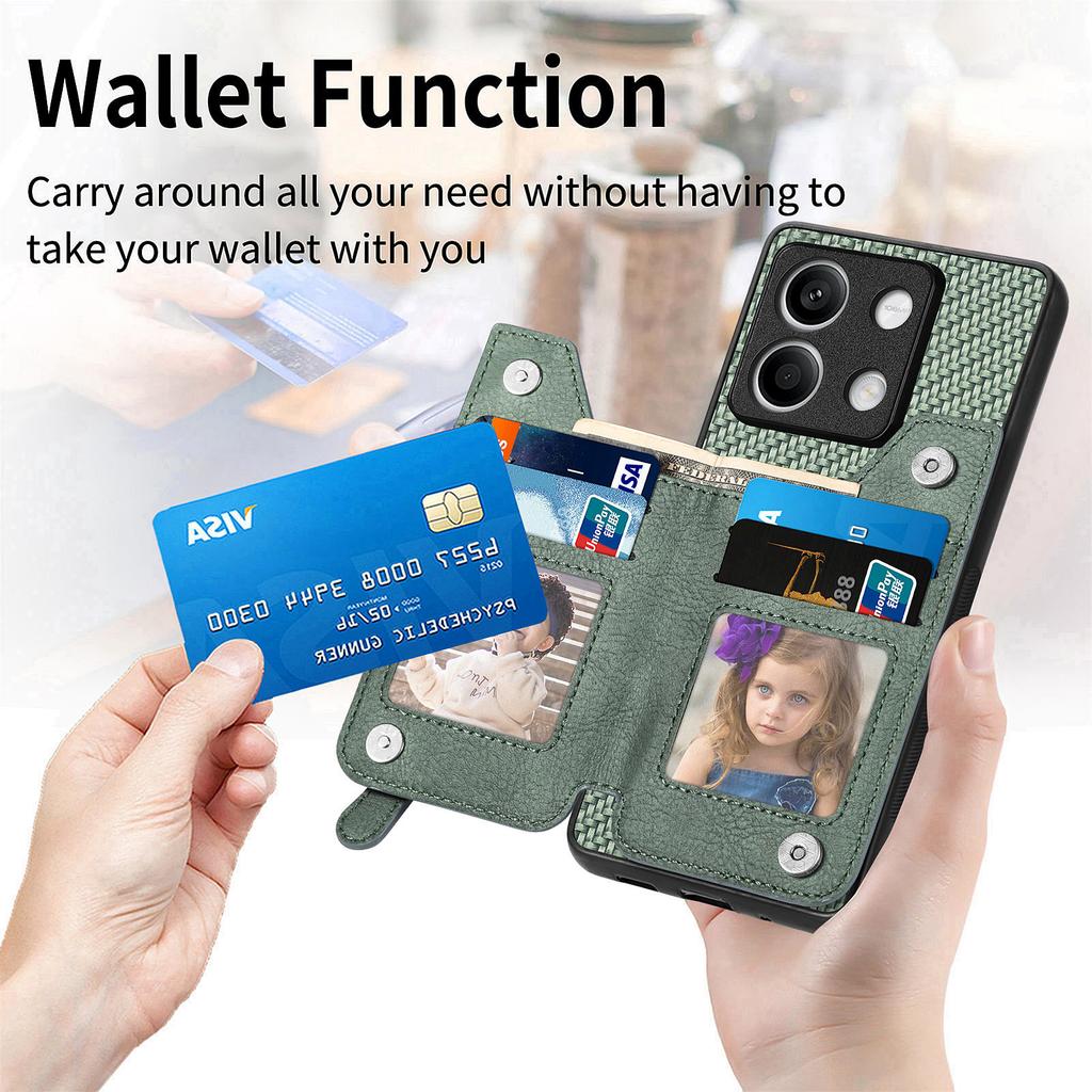 C1-04 For Xiaomi Redmi Note 13 5G Case Leather+PC+TPU Zipper Wallet Phone Cover