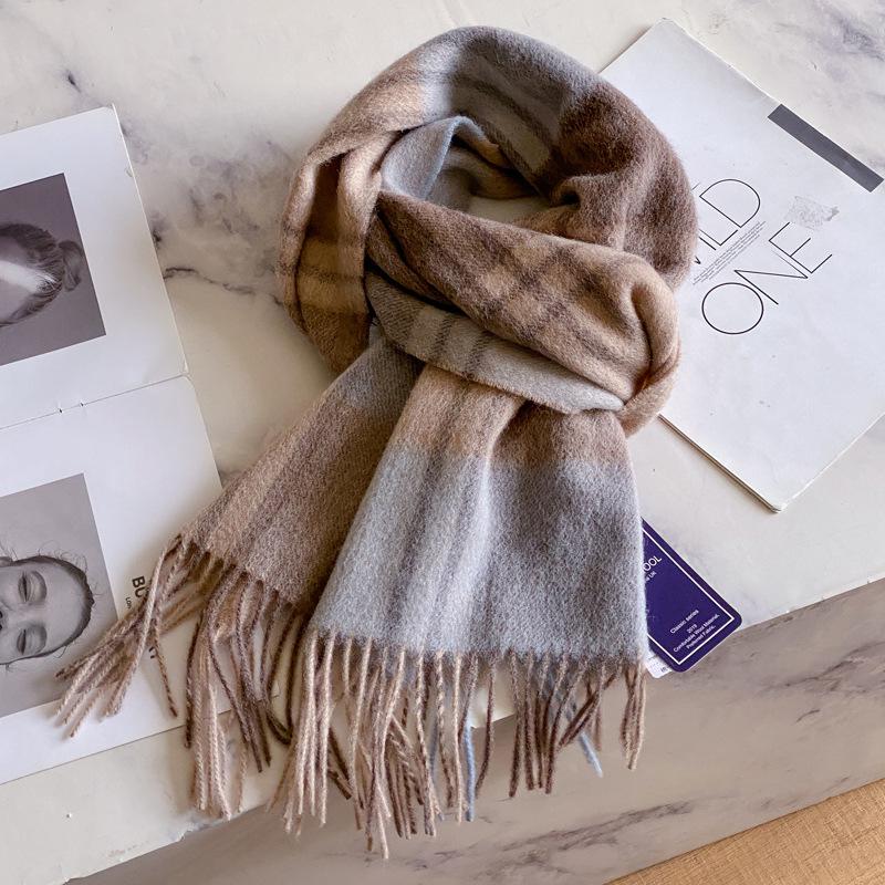 Премиальный темно-синий клетчатый шерстяной шарф для мужчин - роскошный зимний подарок для парня, отца или пожилых людей