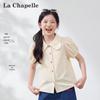 La Chapelle Girls' Puff Sleeve Shirt with Doll Collar