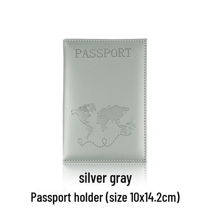 PU Leather Passport Holder with Map Design and Single Edge Sewing