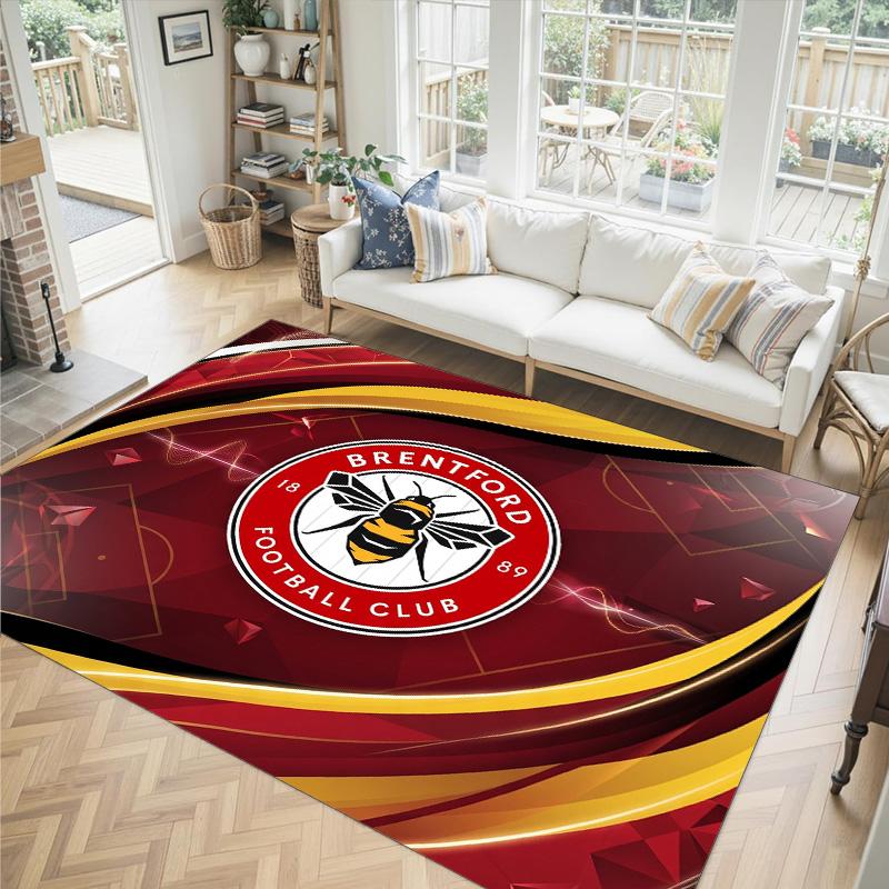 Brentford Football Design Crystal Velvet Carpet Cozy Non?Slip Printed Rug For Bedroom Living Room Entrance
