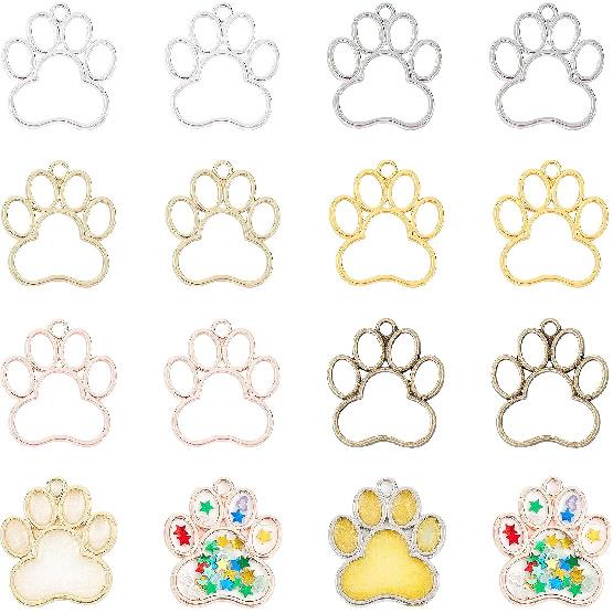 OLYCRAFT 30pcs Blossom Open Bezel Pendants Flower Charms 5-Shape Hollow Frame Dangle Charms Making Kits for DIY UV Resin or Pressed Flower Jewelry
