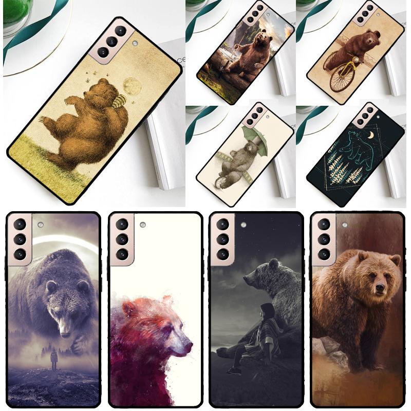Милый мультяшный медведь Чехол для телефона Samsung Galaxy S25 Ultra S9 S10 S20 S21 FE S22 S23 S24 Plus S24 Ultra