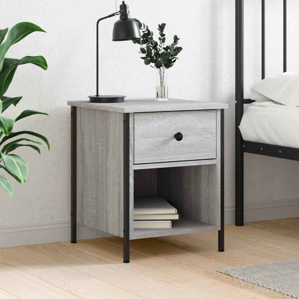 Nightstand Gray Sonoma Oak 40 x 42 x 50 cm Engineered Wood