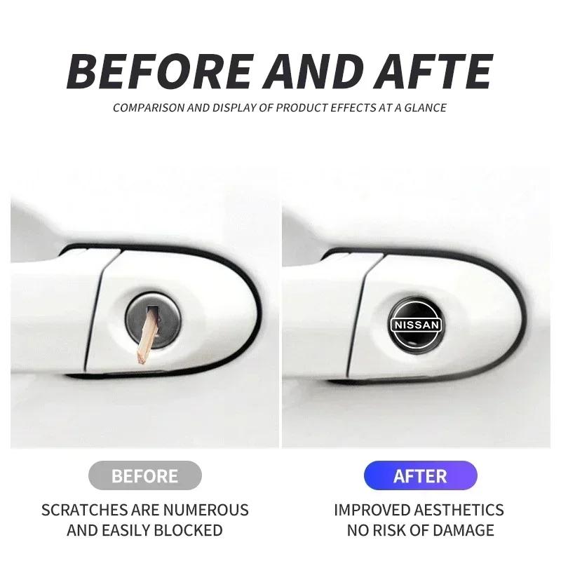 2025 Hot 2/5/10Pcs Car Door Keyhole Sticker Auto Lock Decoration Protection Decal For Nissan Nismo Micra Qashqai Altima Maxima S