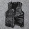 Leather Short Slim-fit Day Men's Leather Vest Vest Vest Vest