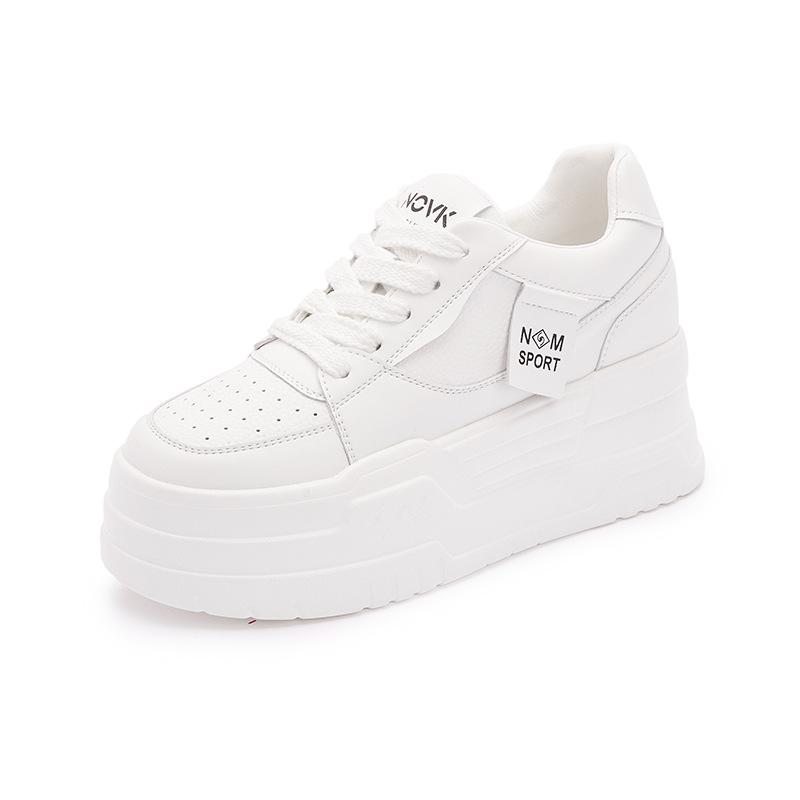 Обувь Wenzhou женская весенняя новая кожаная женская обувь с внутренней высотой, белая обувь женская универсальная платформа повседневная