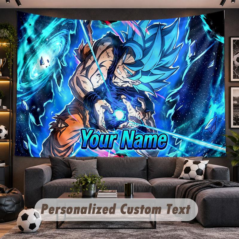 Wall Hanging Tapestry Custom NameDragon Ball Pattern Personalized Printed Fabric Wall Decor