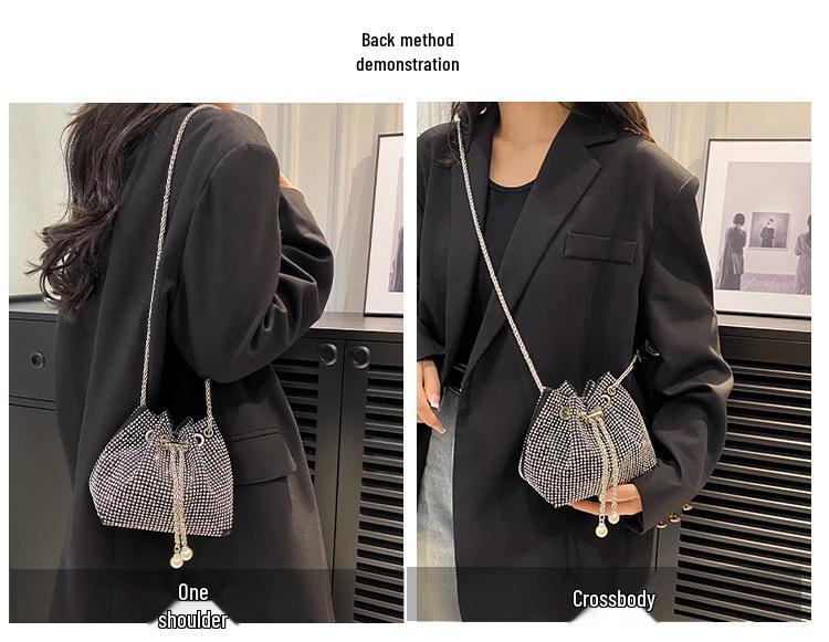 High-End Single Shoulder Bucket Bag: Versatile Summer Crossbody with Chain & Drawstring Design