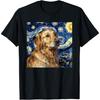 Golden Retriever Dog Van Gogh Style Starry Night T-Shirt