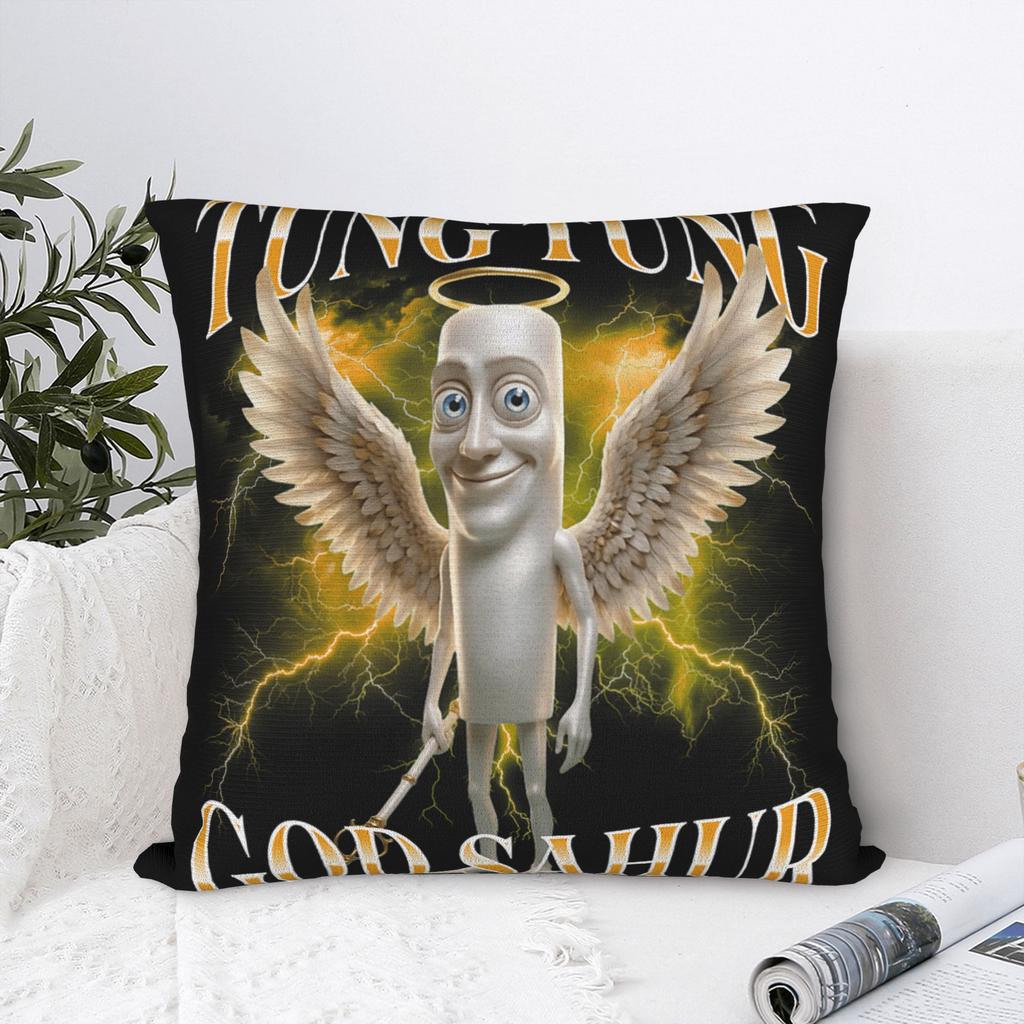 Tung Tung Tung Sahur Italian Brainrot Meme Pillow Case Soft Pillow Cover For Chair Sofa Home Decor Fashion Cushion Cover