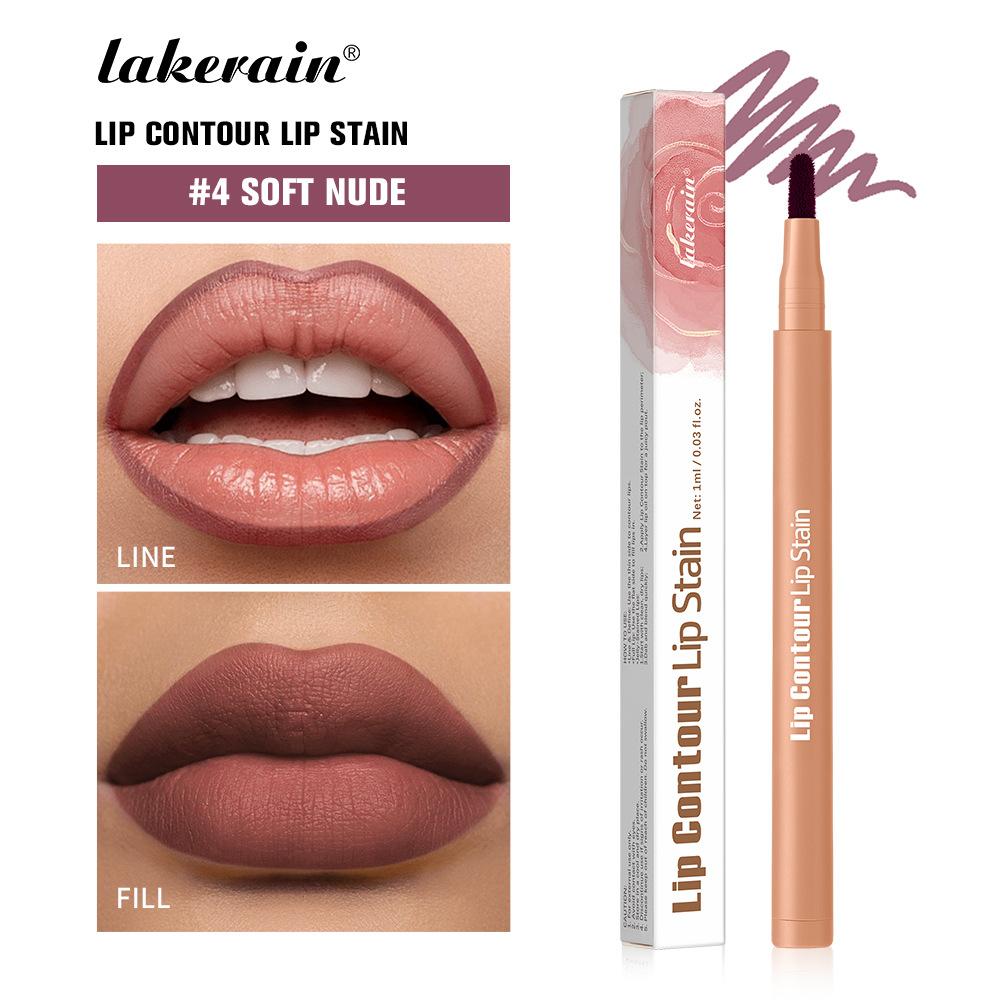 Lakerain Lip Contour Lip Stain - Long-Lasting Waterproof Matte Lip Liner & Stain, High Pigment Transfer-Proof Lip Tint Pen Makeup