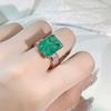 Silver Plated Exquisite Blue Green Moissanite Ring Fire Sparkling Luxury Open Ring Female Party Birthday Jewelry Gift