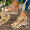 2025 Summer Bohemian Style Wedge Heel Sandals Women Thick Sole Non Slip Beach Shoes Woman Colorful Bead Chunky Platform Sandals