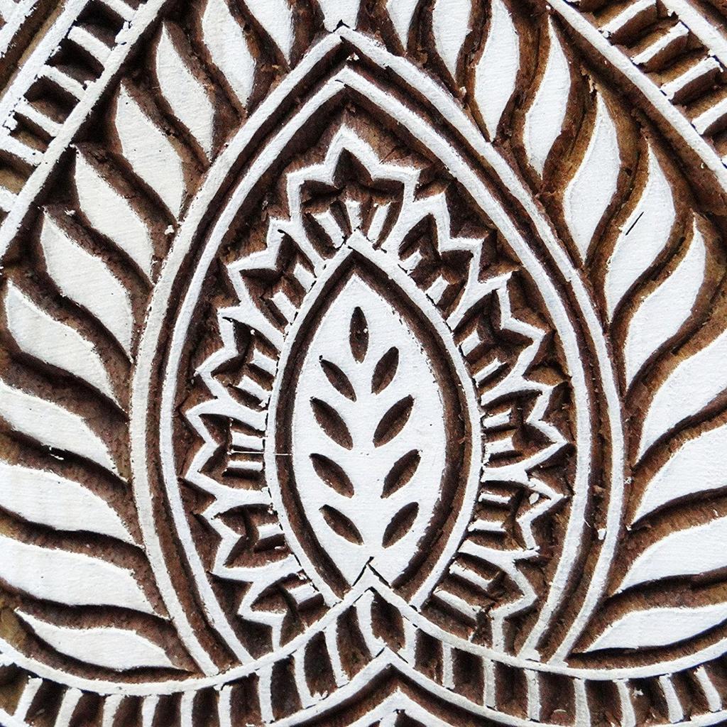 Деревянный блок в форме сердца цветочный дизайн ручной работы этническая ткань печать штамп