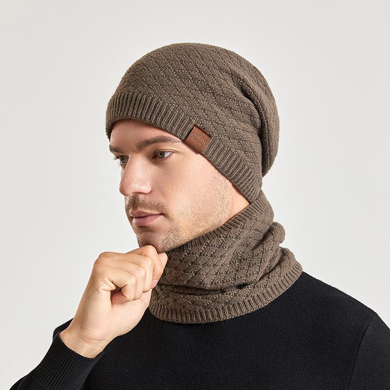 Winter Outdoor Warm Hat Women's Scarf Pullover Hat Men's Plus Velvet Warm Ear Protection Knitted Wool Hat
