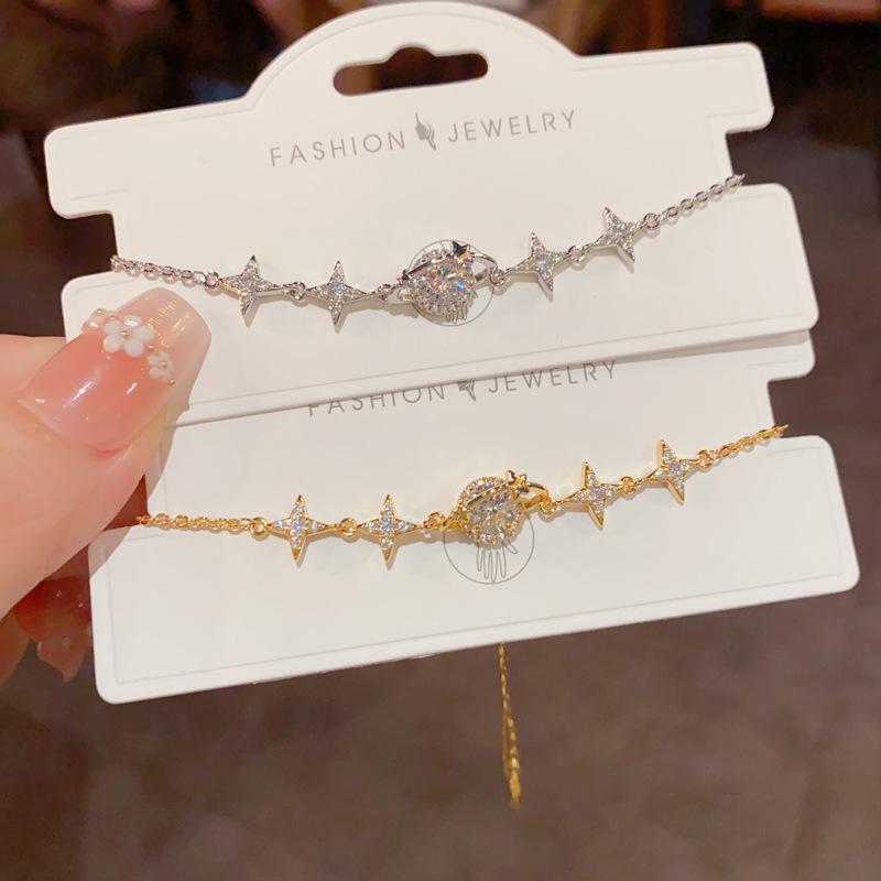 Women Unique Design Micro Inlaid Zircon Star Planet Bracelet Shiny Fashion Jewelry
