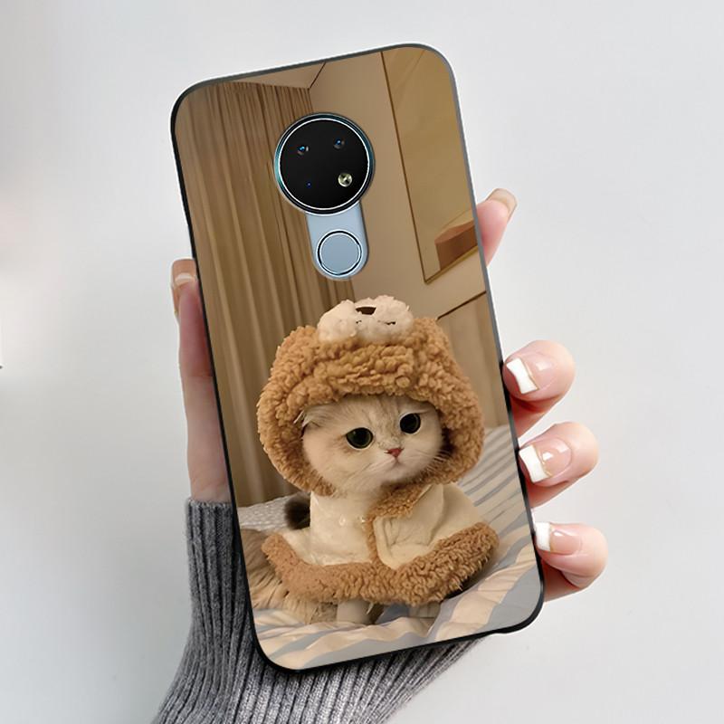 Милый Чехол Для Nokia 6.2 / Nokia 7.2 Fundas Capa Печатный Корпус Защитная Крышка Мягкий Силикон Мультяшный Черный Корпус Coque