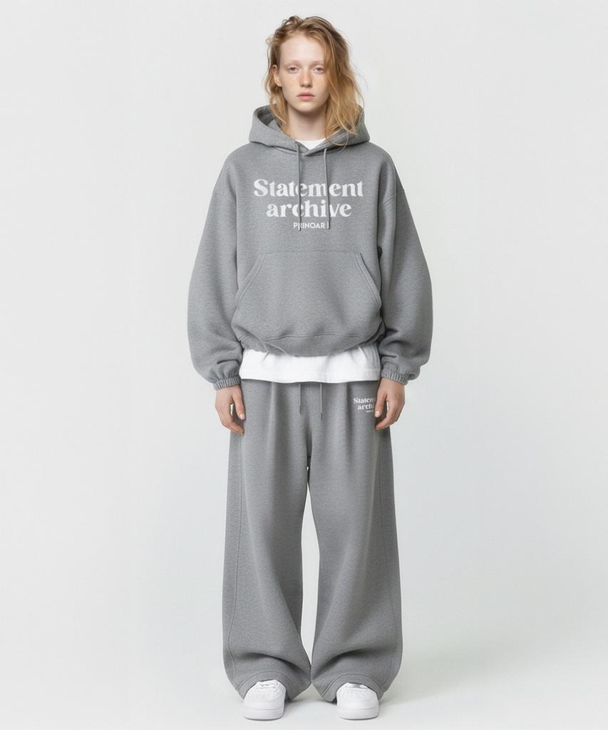 PRINOAR [Fleece Line Option] Statement String One-Pleat Wide Pants - Melange