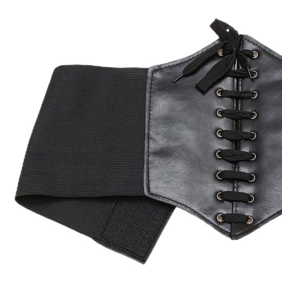 Женский пояс на шнуровке, бандажный регулируемый узкий пояс в стиле панк, широкий пояс для похудения, темный стиль