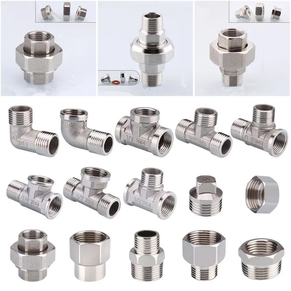 201 Stainless Steel 1/2" 3/4" BSP Male Female Thread Reducing Elbow Tee Coupler Butt Joint Plumbing Fittings