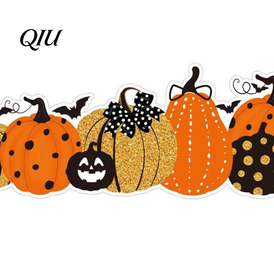 Indoor Halloween Stickers with Pumpkin And Bat Prints, Durable Coated Haunted House Theme Decor Paper Decals, Stylish Frame for Holiday Party Spooky