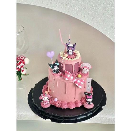 Sanrio Cinnamoroll Kuromi My Melody Pom Pom Purin Hello Kitty Figure Cake Decoration Accessory, C-01, 1 Piece, a Popular Character In Korea