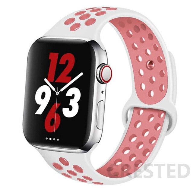 Спортивный силиконовый ремешок для Apple Watch Band 44 мм, 40 мм, 42 мм, 38 мм, 44 мм, дышащий браслет, ремешок для Apple Watch 6 iWatch 5 4 3 se