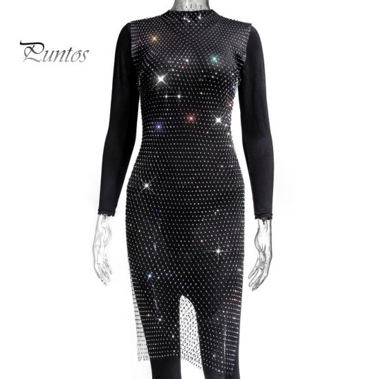 Блестящее ажурное платье со стразами, женское сексуальное пляжное платье с разрезом по бокам, без рукавов, блестки, юбка-бикини для вечеринки