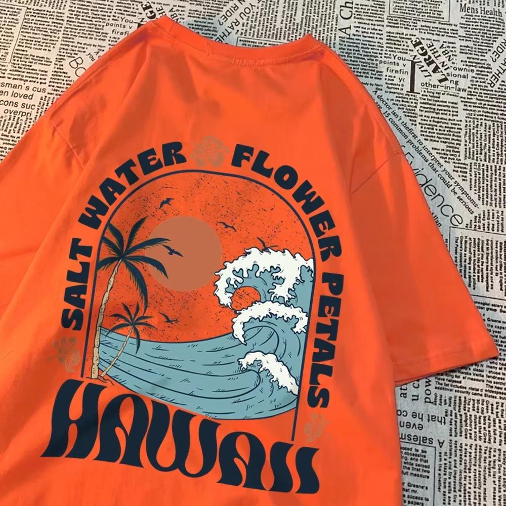 Красивые лепестки соленой воды для мужчин и женщин, футболки с рисунком аниме, летние хлопковые креативные топы большого размера, дышащая одежда для пар