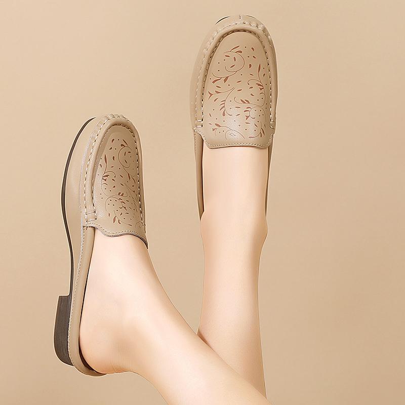 Women's Backless Sandals Summer Slip-on Flats Mule Shoes Closed Toe Slippers Lady Comfort Casual Travel Mule