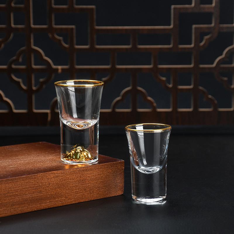 Роскошный хрустальный бокал для водки, бокал для сакэ, сётю, стеклянный бар для ликера, стеклянная чашка для чая с золотой фольгой, элитные подарки, бокалы для крепких напитков