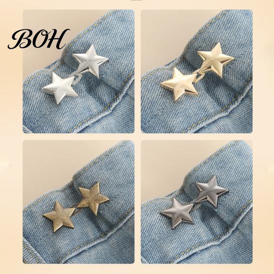 No Sew Waist Cincher 4 Pairs Star Tightener Pins, Pants Anti-slip Tightener, Detachable Metal Adjusters for Jeans Skirts Dresses Skirt Clip Adjustable