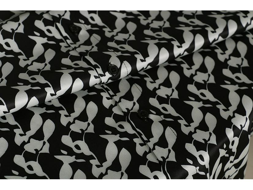 Мужские рубашки облегающего кроя с принтом, не требующие глажки, осень/зима