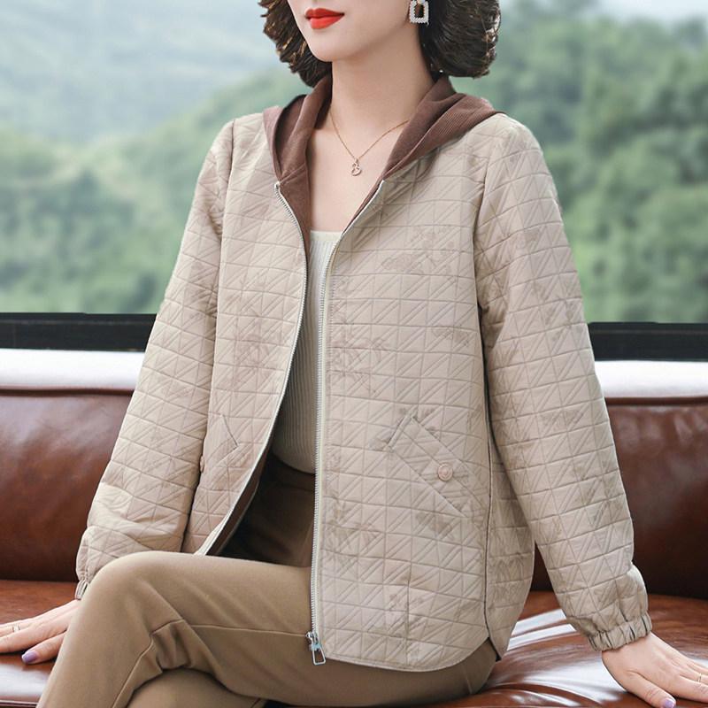 Stylish Autumn Hooded Jacket for Mothers - Versatile Spring & Autumn Casual Wear for Middle-Aged and Elderly Women