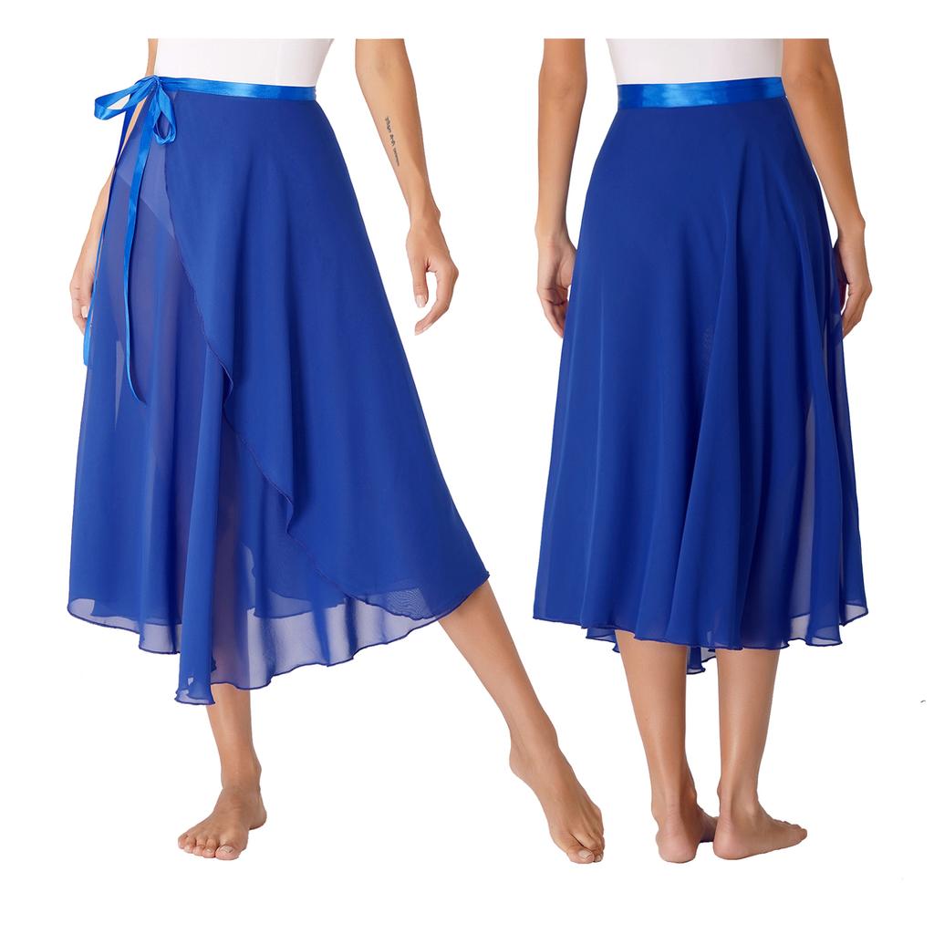 Женская струящаяся прозрачная юбка-шарф с запахом для взрослых, юбка для балета, танцев, женская шифоновая длинная юбка