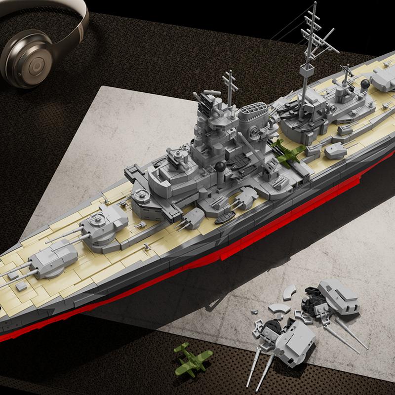 2738pcs World War II German Tirpitz Battleship Model Kit Educational Warship Assembly Toy for Children Gift Puzzle Blocks