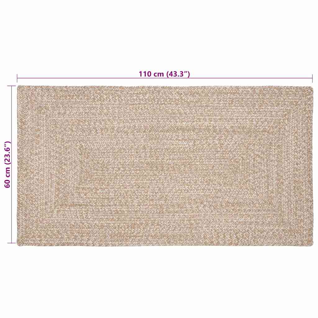 Area Rugs Natural and White 60 x 110 cm Jute