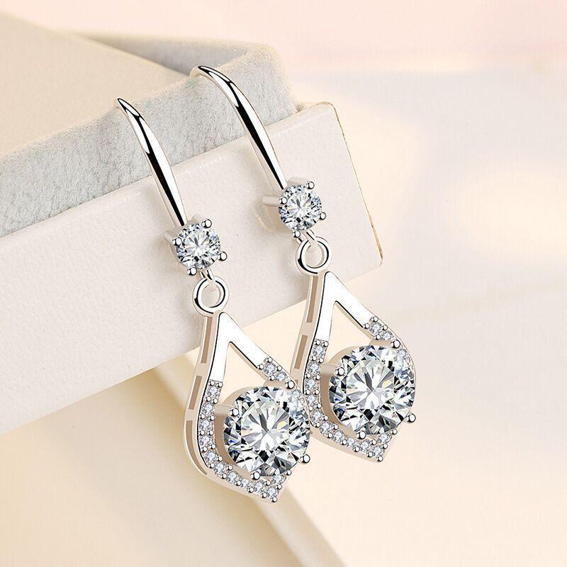 Elegant Korean-Style Zircon Teardrop Earrings for Women