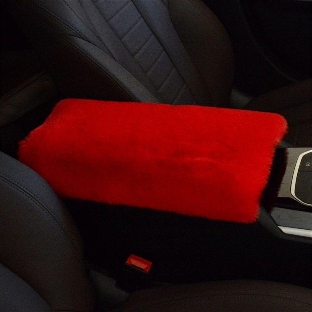 Padding Protective Rex Rabbit Hair Fur Console Box Mat Arm Rest Cover Cushion Case Car Armrest Pad